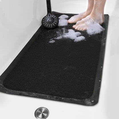 Mecko Non Slip Shower Mats, 16x40 Inch, Anti-Slip Bathtub Mats with Suction Cups for Bathroom, Foot Scrubber Loofah Bath Mats for Shower, Quick Drying Shower Stall Mats for Wet Areas (Black)