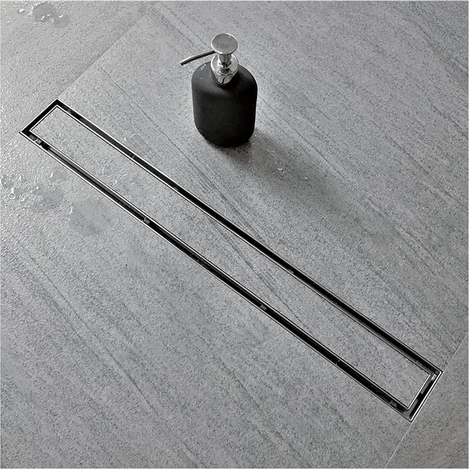 Neodrain 30-Inch Linear Shower Drain with Tile Insert Grate,Brushed 304 Stainless Steel Rectangle Shower Floor Drain, Linear Drain with Leveling Feet, Hair Strainer