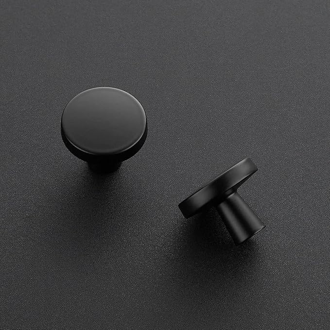 Ravinte 10 Pack Drawer Pulls 1-1/4 Inch Kitchen Cabinet Knobs Solid Round Dresser Drawer Knobs Matte Black Dresser Knobs Drawer Knobs Simple Cabinet Hardware for Cupboard Drawer Pulls