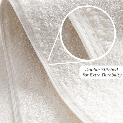 Premium 6 Piece Towel Set, 2 Bath Towel, 2 Hand Towels, 2 Washcloths, 100% Turkish Cotton Soft Absorbent Towels (Cream White, 6 Piece Towel Set)