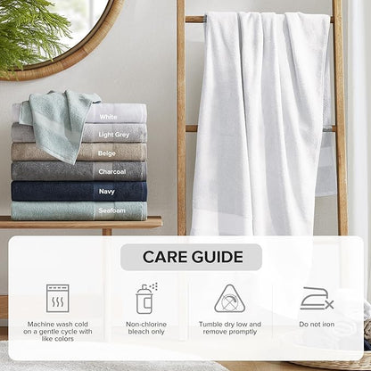 Comfort Spaces Turkish Bathroom Towel Set 6 Piece Luxury Bath Towel Set 2 Hand Towel for Bathroom 2 Washcloth 2 Large White Bath Towel Sets Long Staple Ultra-Soft Quick Dry Towel Set
