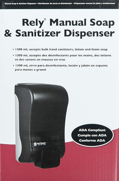 San Jamar SF1300TBK SF1300 Rely Manual Foam Soap Dispenser, 1300 mL, Black Pearl