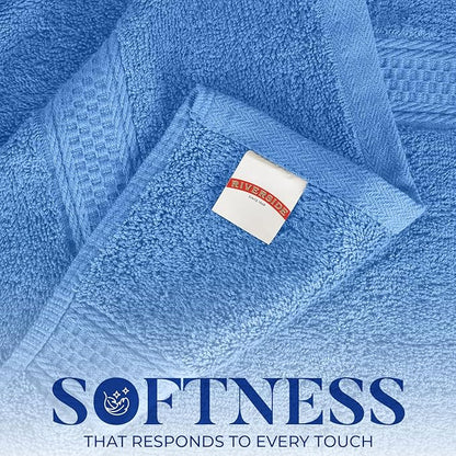 RIVERSIDE 100% Ring Spun Cotton Large Bath Towels Set of 4, 27 x 54 Inches – Quick Dry, Soft & Highly Absorbent Towels for Shower & Bathroom – Luxury 600 GSM Towels for Home, Spa, Gym, Medium Blue