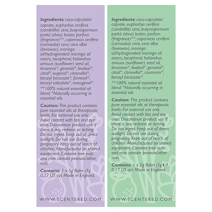 Scentered Aromatherapy Balm Stick Duo for Sleep & Stress-Relief - Roll On Essential Oil Blends of Lavender & Chamomile - Sleep Well & De-Stress - Sefl-Care Stocking Stuffers for Women