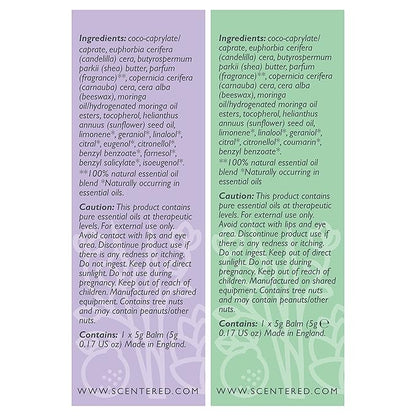Scentered Aromatherapy Balm Stick Duo for Sleep & Stress-Relief - Roll On Essential Oil Blends of Lavender & Chamomile - Sleep Well & De-Stress - Sefl-Care Stocking Stuffers for Women