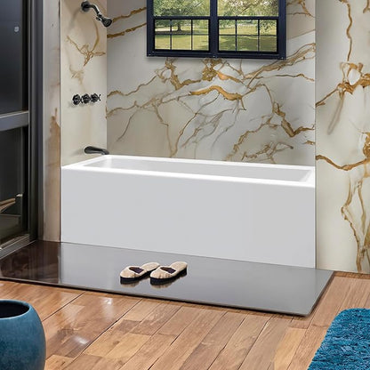 Fine Fixtures Acrylic, Fiberglass Alcove Soaking Bathtub with Integral Apron Front - Drain Included (72" x 36", Left Hand, White)