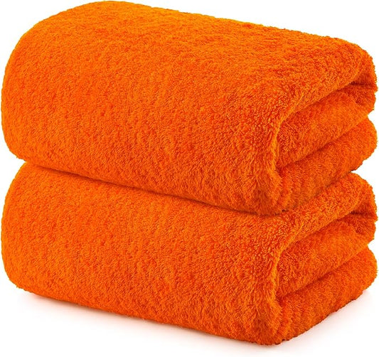 REDKISS 2 Piece Luxury Bath Towel Set - 31x62 inch Oversized Thick Bath Sheets, 100% Cotton, 900 GSM, Super Soft, Highly Absorbent, Quick Dry Large Shower Towels for Bathroom, Pool, Gym, Spa, Orange