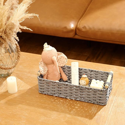 GRANNY SAYS Wicker Baskets for Storage, Wicker Baskets for Shelves, Waterproof Toilet Tank Topper, Toilet Paper Basket for Back of Toilet, Gray