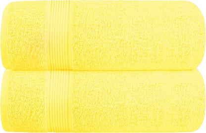 Elvana Home Cotton 2 Pack Oversized Bath Towel Set 28x55 inches, Large Bath Towels, Ultra Absorbant Compact Quickdry & Lightweight Towel, Ideal for Gym Travel Camp Pool - Yellow