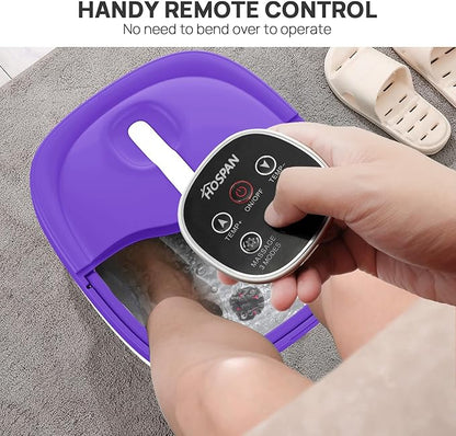 HOSPAN Collapsible Foot Spa Electric Rotary Massage, Foot Bath with Heat, Bubble, Remote, and 24 Motorized Shiatsu Massage Balls. Pedicure Foot Spa for Feet Stress Relief