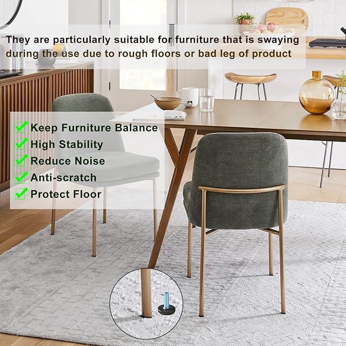 8 PCS M6 Thread Adjustable Furniture Levelers Screw in Threaded, Adjustable Levelers Feet Screw On Furniture Glide Leveling for Table, Chair, Furniture Legs