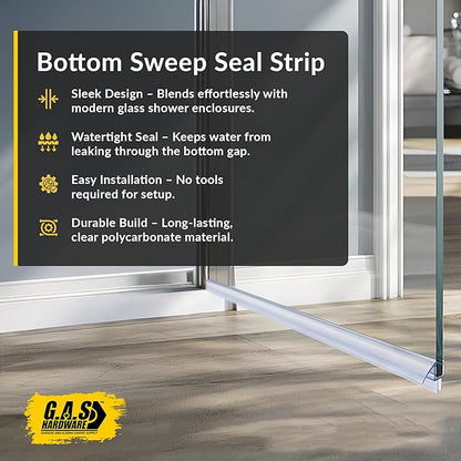 3/8" (10mm) Frameless Glass Shower Door Bottom Sweep – 40" Ultra-Clear Drip Rail Seal Strip for Water Control