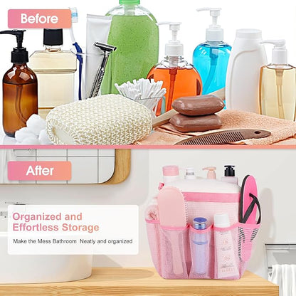 Attmu Mesh Shower Caddy Portable for College Dorm Room Essentials with 8 Pockets, Hanging Shower Caddy Dorm Basket, Quick Dry Bag for Bathroom