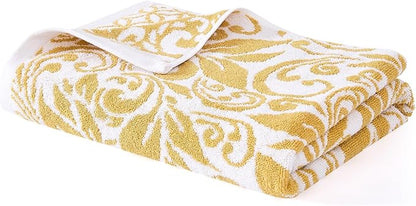 Modern Threads Trefoil Filigree 6-Piece 100% Cotton Towel Set – Reversible Yarn Dyed Jacquard – Includes 2 Bath Towels, 2 Hand Towels, 2 Washcloths – Absorbent, Quick Dry, Soft & Durable – Gold