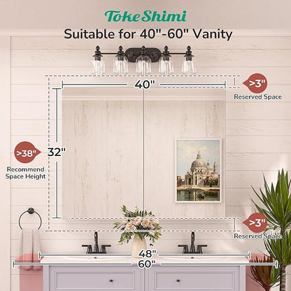 TokeShimi 40x32 Bathroom Medicine Cabinet with Mirror Silver, Aluminum Tempered Mirrored Medicine Cabinet Recessed or Wall Mounted with Adjustable Storage Metal for Modern Farmhouse