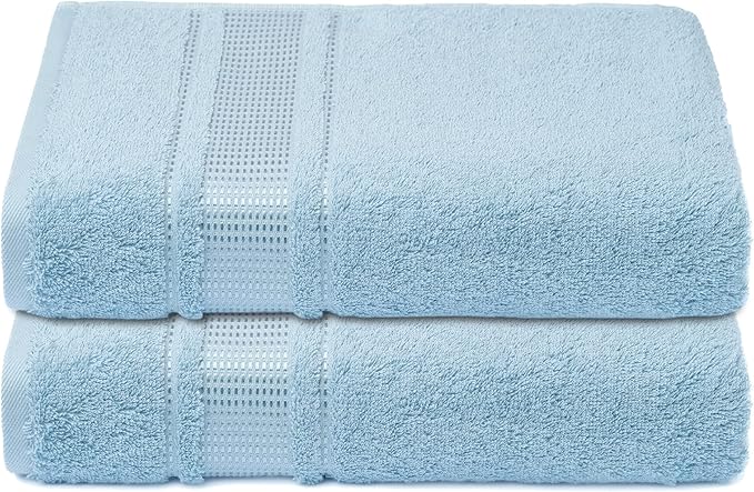 Melissa Linen, 2 Piece, Ocean Blue Bath Towels, 100% Turkish Cotton Bath Towels for Bathroom, Absorbent, Quick Dry, Durable and Soft Shower Towel, 28 in x 55 in, Spa and Hotel Quality