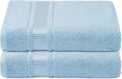 Melissa Linen, 2 Piece, Ocean Blue Bath Towels, 100% Turkish Cotton Bath Towels for Bathroom, Absorbent, Quick Dry, Durable and Soft Shower Towel, 28 in x 55 in, Spa and Hotel Quality