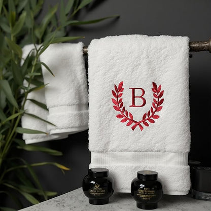 Decorative and Monogrammed Hand Towels for Bathroom Kitchen Makeup | Personalized Gift for Wedding-Bridal | Roman Font Custom Luxury Turkish Towel | Spa Collection, Oversized, 16 X 30 Inch, Set of 2