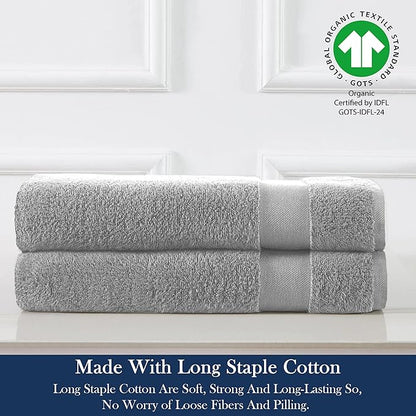 Delara Organic Cotton Luxuriously Plush Hand Towel Pack of 2 | GOTS & OEKO-TEX Certified | Premium Hotel Quality Towels | Feather Touch Technology|650 GSM Long Staple|Soft, Quick Dry & Ultra-Absorbent