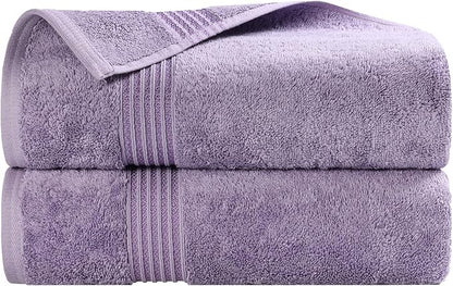 Superior Egyptian Cotton Bath Towel Set, Home Bathroom Towels, Master, Guest Bath, Decor Essentials, Quick Dry, Absorbent, Large Body Towels, Spa, Hotel, Resort, Adult, Kids, Set of 2, Royal Purple