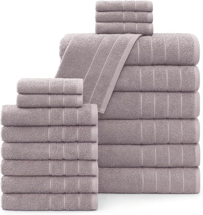 Casa Platino 100% Cotton Luxury Bathroom Towel Set - 18 Pc - Ring Spun, Quick Dry, Soft & Highly Absorbent - 6 Bath, 6 Washcloths, 6 Hand Towels - Remains Plush After Multiple Washes - Platinum