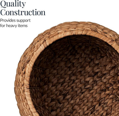 Best Choice Products Scalloped Multipurpose Hyacinth Storage Basket, Plant Décor, Handwoven Organizer Tote for Bedroom, Living Room, Nursey, w/Lid - Chestnut