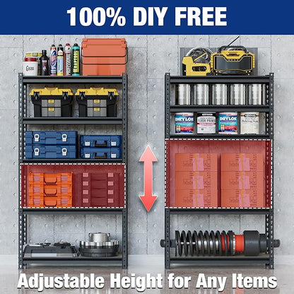 WORKPRO 5-Tier Storage Shelf, 72" H Heavy Duty Adjustable Garage Shelving Unit 2180LBS Capacity, for Basement, Kitchen, Pantry, 27.6”Wx11.8”Dx60”H, Black