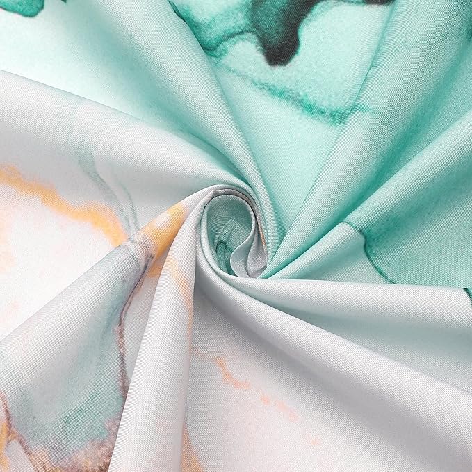 Gibelle Extra Long Shower Curtain 72 x 84, Tall Abstract Grey Teal Marble Shower Curtain, Modern Ink Art Waterproof Fabric Shower Curtain Set with Hooks