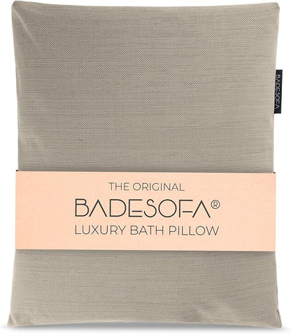 BADESOFA® Luxury Bathtub Pillow L - Large Bath Pillow for Therapeutic Neck and Back Support Quick-Drying - Washable Full Body Bath Tub Cushion - Luxury Spa Cushion in Beige