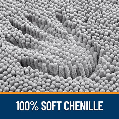 OLANLY Bathroom Rugs 59x35, Extra Soft Absorbent Chenille Bath Rugs, Rubber Backing Quick Dry, Machine Washable Bath Mats for Bathroom Floor, Tub and Shower, Home Decor Accessories, Grey
