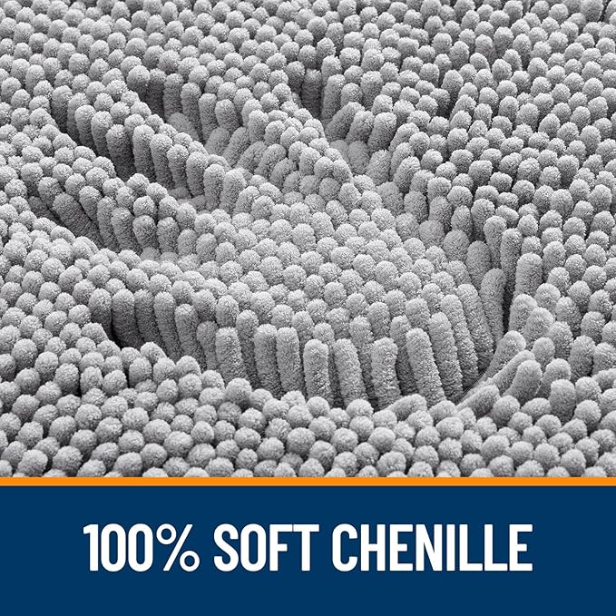 OLANLY Bathroom Rugs 40x32, Extra Soft Absorbent Chenille Bath Rugs, Rubber Backing Quick Dry, Machine Washable Bath Mats for Bathroom Floor, Tub and Shower, Home Decor Accessories, Grey