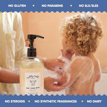 TUBBY TODD Baby Bundle Newborn Skin Care Set - Hypoallergenic Hair + Body Wash, All Over Ointment with Colloidal Oatmeal, Sweet Cheeks Diaper Paste - Fragrance-Free, Full Size