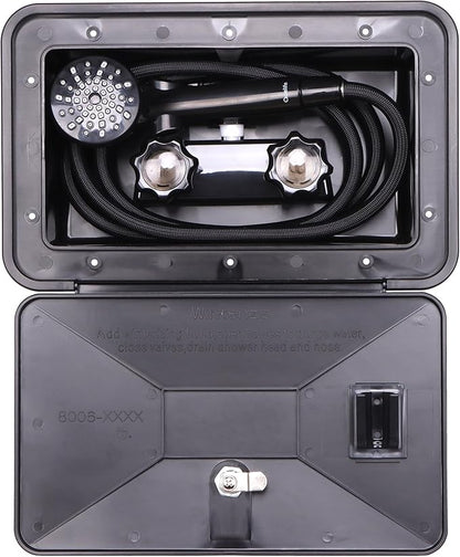 RV Outdoor Shower Exterior Shower Box Kit for RV, Camper, Van, Travel Trailer, Motorhome and Boat, Black