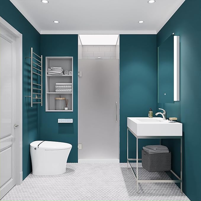 ANZZI 70" x 24" Frameless Frosted Shower Door in Brushed Nickel, Passion Water Repellent Glass Door with Seal Strip Parts and Handle, 5/16 Glass Hinged Shower Door with Handle (SD-AZ09-01BN-F)