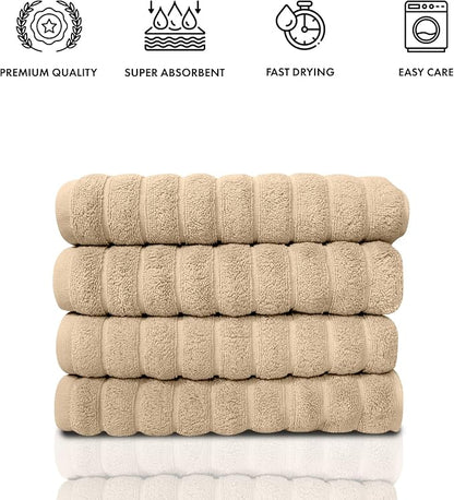 Classic Turkish Towels CTT Luxury Hand Towels for Bathroom Set of 4, 100% Turkish Cotton, Quick Dry & Comfy Towels for Hotel & Spa, Highly Absorbent | 20"x32" (Almond Beige)