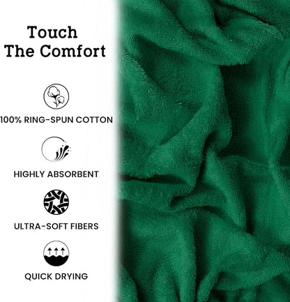 Casa Lino Green Bath Towels Set of 4 (54" x 27") - Large Bathroom Towel Set - 100% Cotton Towels for Bathroom - Highly Absorbent & Quick Dry Bath Towel Multipack - New Apartment Essentials