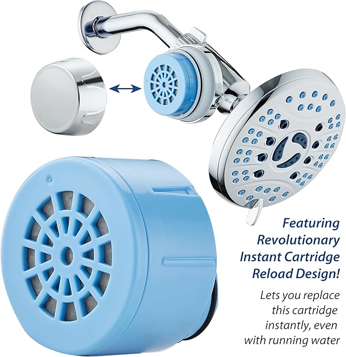 AquaCare Skin & Hair American KDF Replacement Cartridge for World's Most Advanced Shower Filters with ON/OFF Water Filtration Modes, Instant Cartridge Reload & Built-in Hand Shower or Combo Mounts