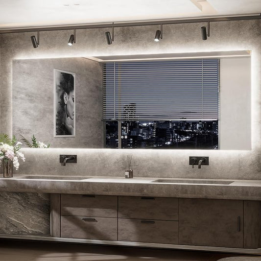 TETOTE 96 x 36 Inch LED Backlit Bathroom Mirror with Lights,Anti-Fog Lighted Mirror,Dimmable,Vanity Mirror,Wall Mounted