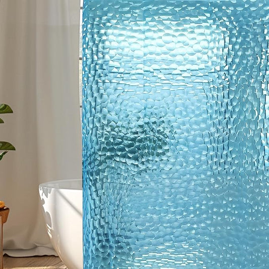 WELTRXE EVA 8G Shower Curtain Liner, 72x72 Inch 3D Clear Blue Bubble Heavy Duty Waterproof Shower Curtain Liner with Magnets Thick Plastic Shower Curtains Weighted Bathroom Shower Liner, 12 Hooks