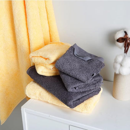 SEMAXE 12-Piece Family Bathroom Towel Set - 100% Cotton, 4 Bath Towels, 4 Hand Towels, 4 Washcloths, Ultra-Soft and Super Absorbent, Lighter Weight