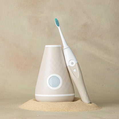 TAO Clean UV Sanitizing Sonic Toothbrush and Cleaning Station, Electric Toothbrush, Dual Speed Setting, Sandstone