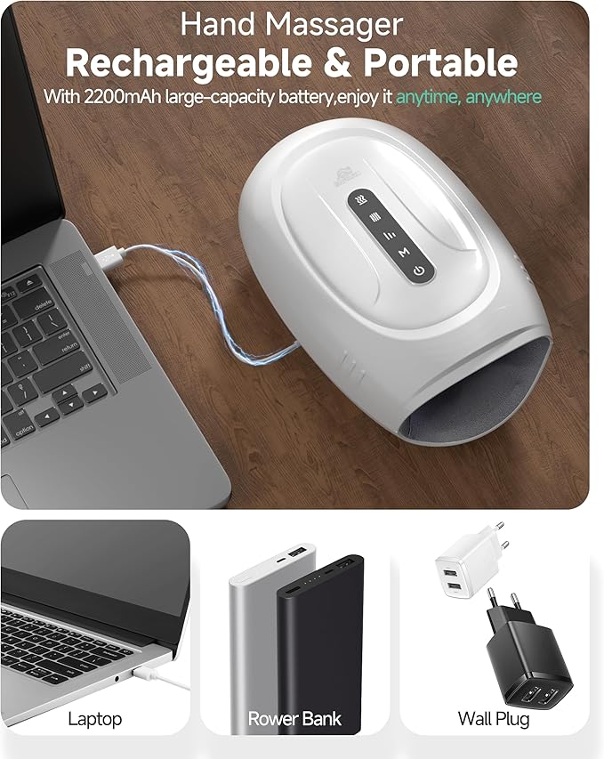 Snailax Cordless Hand Massager with Heat & Compression, Vibration and Rolling, 3 Modes & Intensities Heated Finger Wrist Massage for Arthritis and Carpal Tunnel, Hand Warmer Gifts for Women, Her