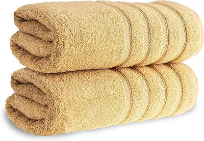 HALLEY Turkish 2 Pack Premium Bath Towels (2 Pieces) 650 GSM Highly Absorbent Super Soft 100% Cotton - 2 Bath Towels (Yellow)