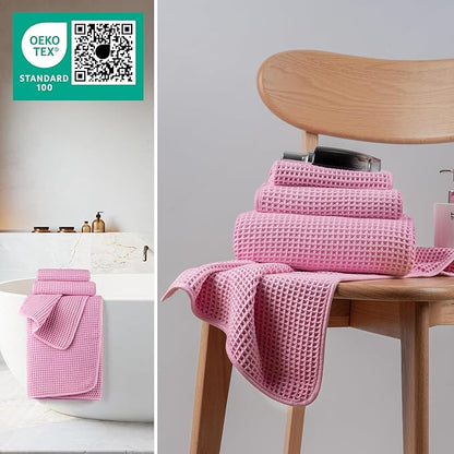 New Microfiber Waffle Bath Towels, 3 Pieces, Oversized, Soft, Absorbent, Fast Drying, Lint Free, Includes Bath, Face and Hand Towels