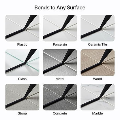 Jet Black Kitchen & Bathroom Sealant & Adhesive Hybrid Polymer | Superior to Silicone Caulk Sealant | Waterproof, Odorless, Paintable | Ideal for Around Bathtub, Shower, Kitchen - 300ml 3 Pack