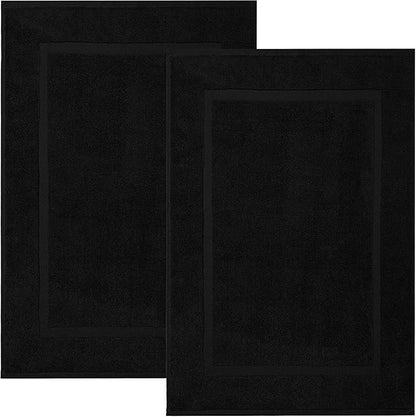 DAN RIVER Classic Cotton Bath Mats Set of 2 – Not a Bathroom Rug, Ultra Soft, Highly Absorbent & Machine Washable Bath Mat Towel for Bathroom Floor Mat – Durable, Quick-Dry, 21x34 Inches, Black