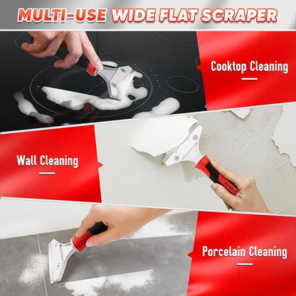 DIYSELF Caulking Tool, 4 in 1 Caulk Remover Tool for Bathroom, Bathtub, Grout, Shower, Tile, Window, Razor Scraper Tool for Cleaning, Silicone Caulk Removal Tool (Red)