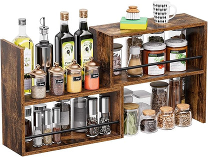 Expandable Cabinet Organizer Shelf, Set of 2 Kitchen Counter Shelves for Countertop Organization Spice Rack Kitchen Storage Stackable