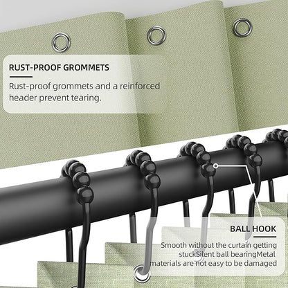 Bathroom Magnetic Folding Shower Curtain, Accordion-Style Shower Curtain, Suitable for Shower Rooms, bathtubs, Hotels or Apartments (Green, W:70*H79.5Inch)