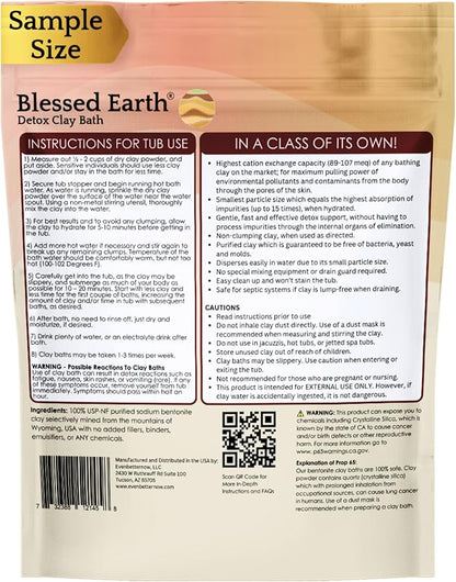 Blessed Earth Detox Clay Bath, 100% Pure Sodium Bentonite Therapeutic Grade – Cleansing and Purifying, by Evenbetternow LLC, Sample Size 1 lb (16 oz)